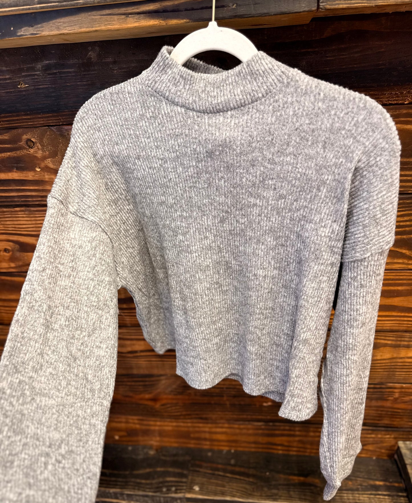 Mock Neck Long Sleeve Brushed Sweater Knit Top