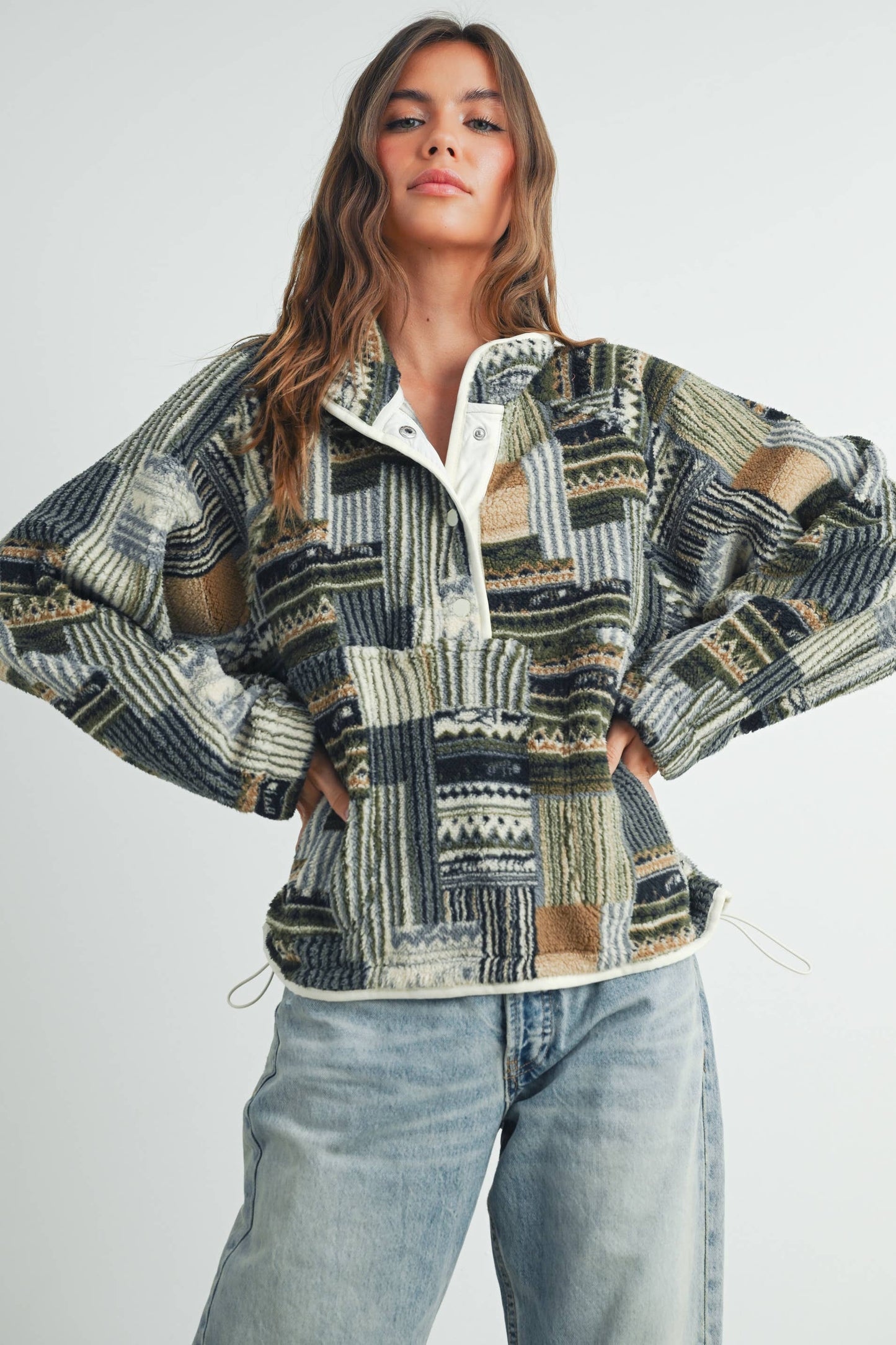 Patchwork Print Multicolor Sweatshirt