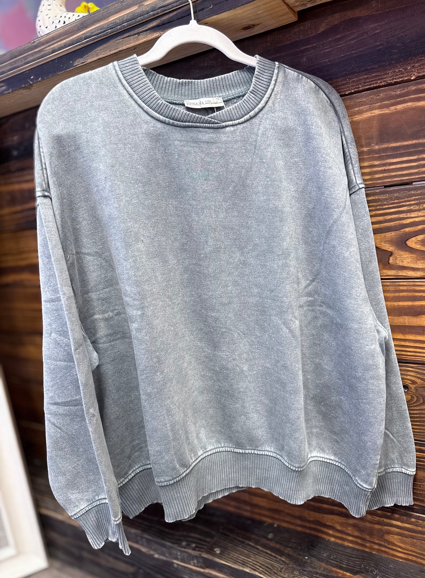 Acid Wash Oversized Fleece Pullover