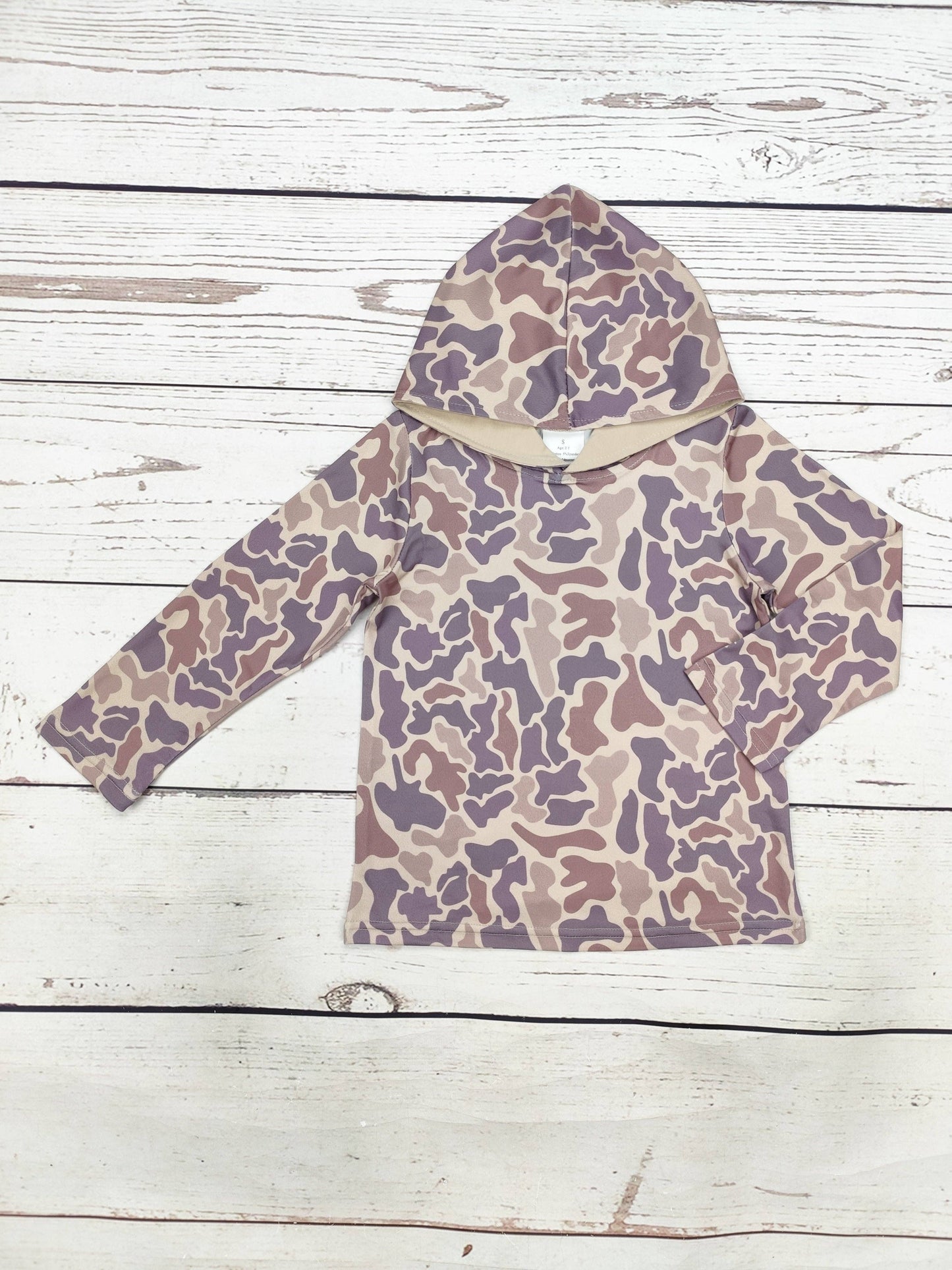 Boys Tan Camo Fleece Hoodie
