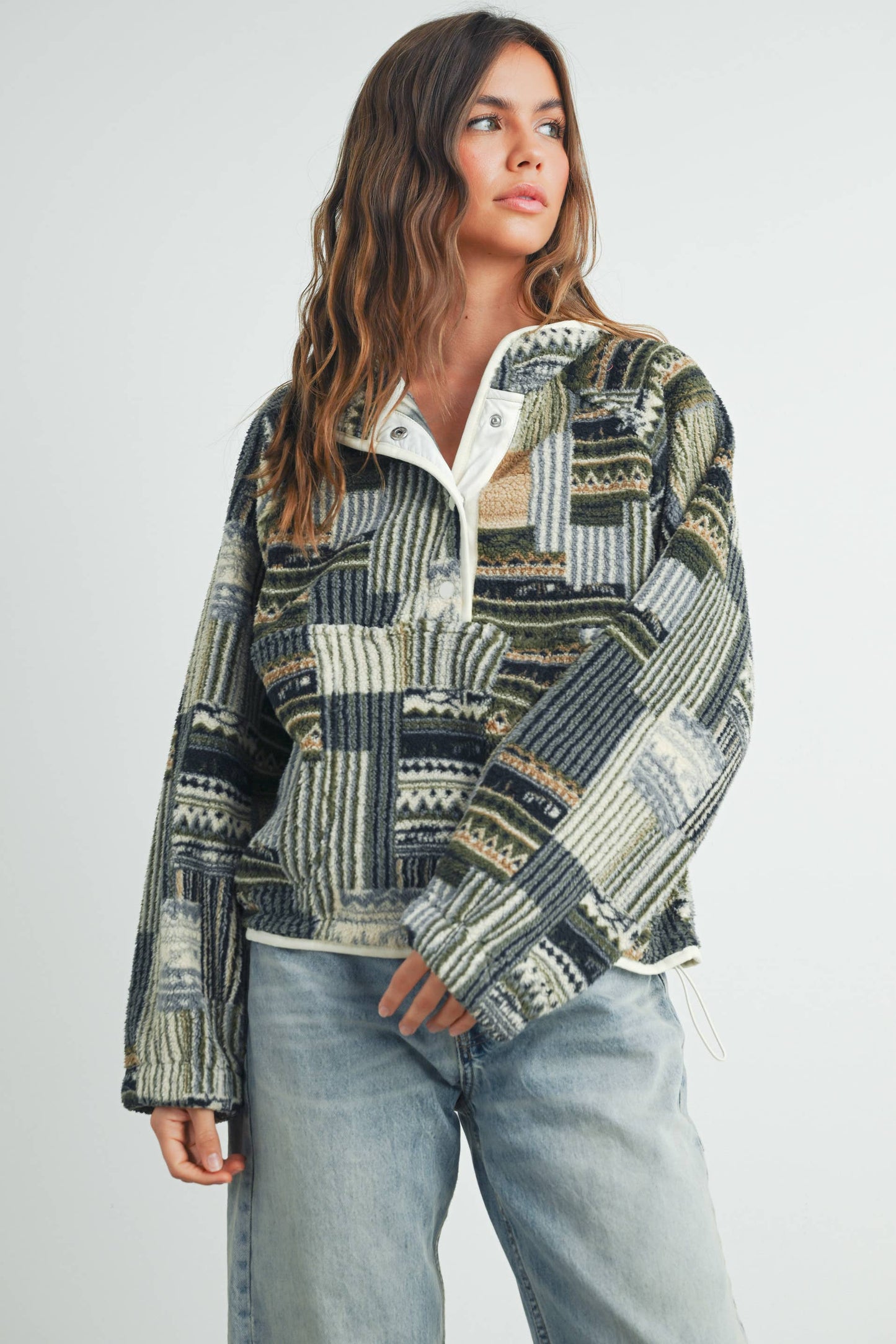 Patchwork Print Multicolor Sweatshirt