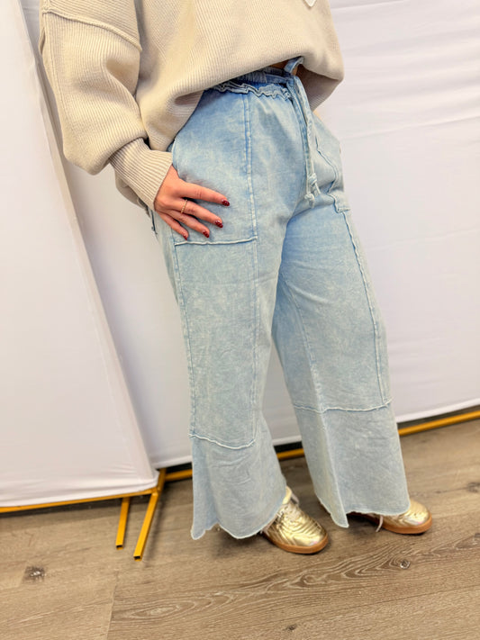 Mineral Washed Terry Knit Pants