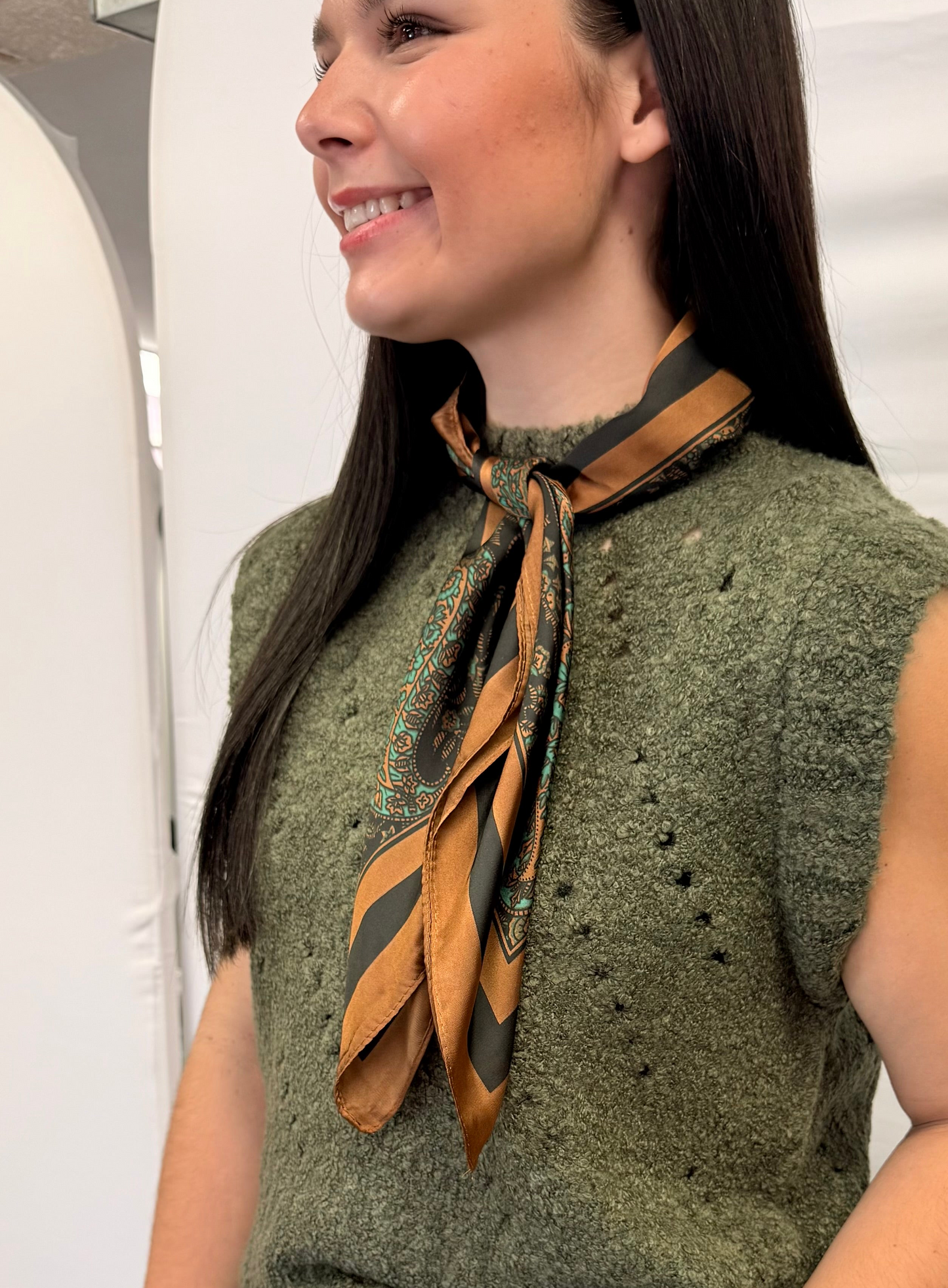Emerald + Bronze + Black Bandana Scarf