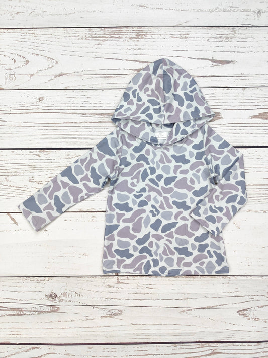 Boys White Camo Fleece Hoodie