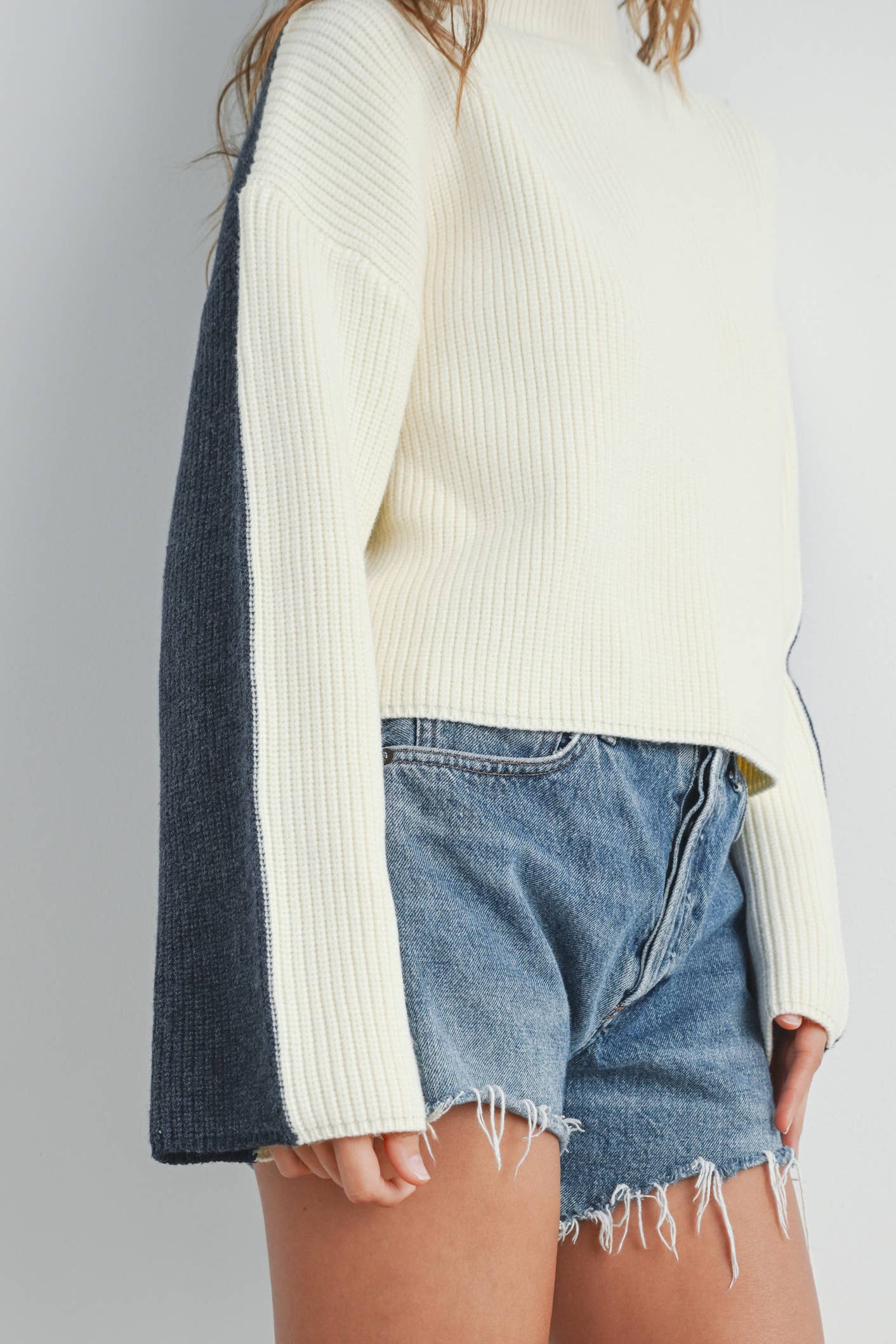 TWO-TONED TURTLENECK SWEATER