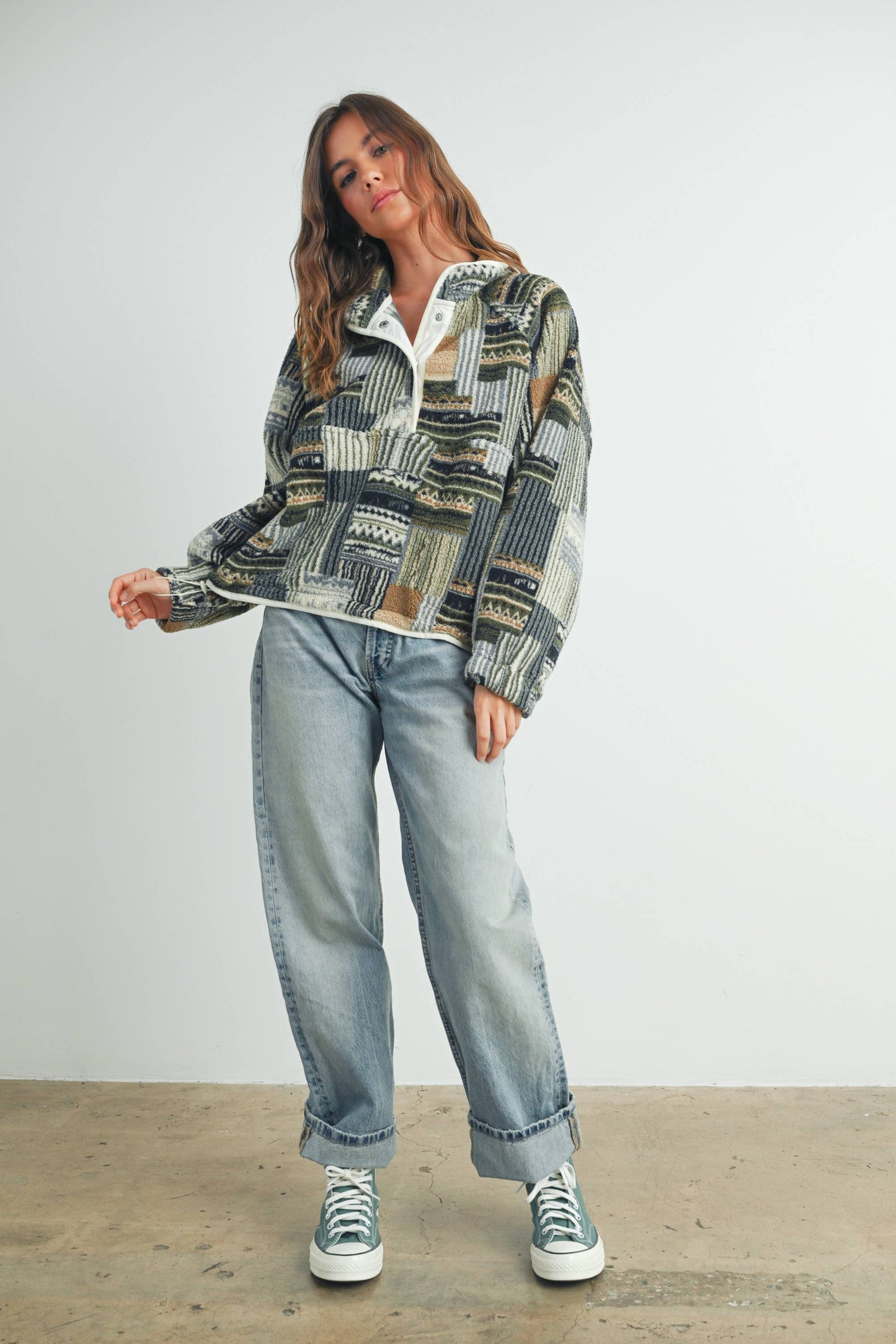 Patchwork Print Multicolor Sweatshirt