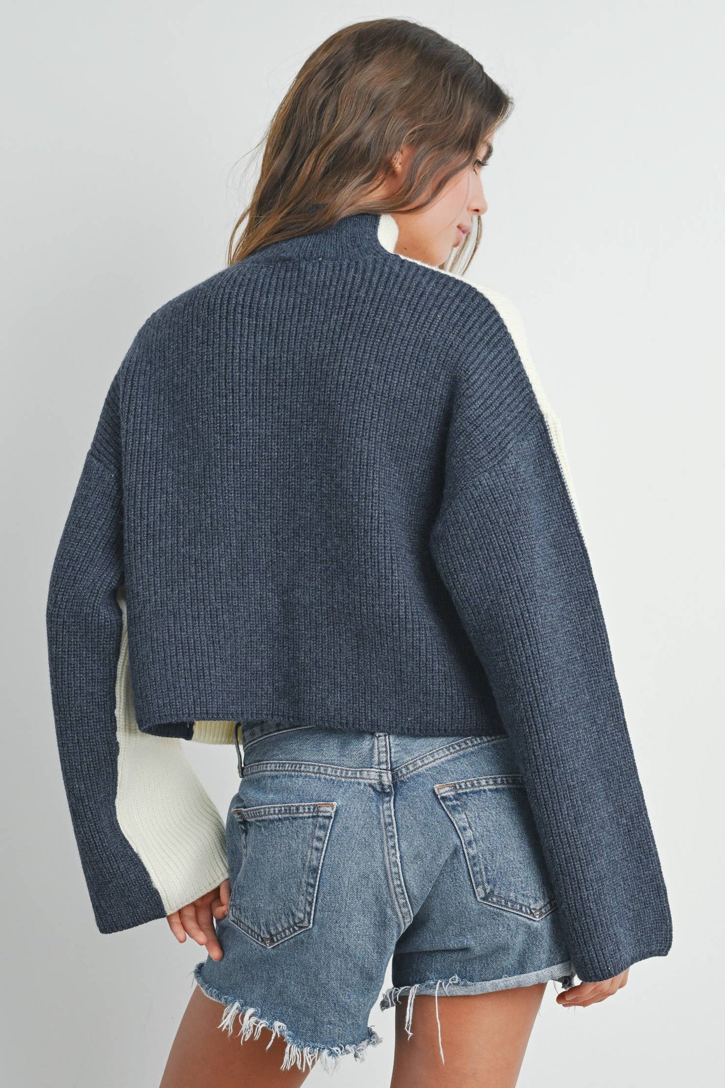 TWO-TONED TURTLENECK SWEATER