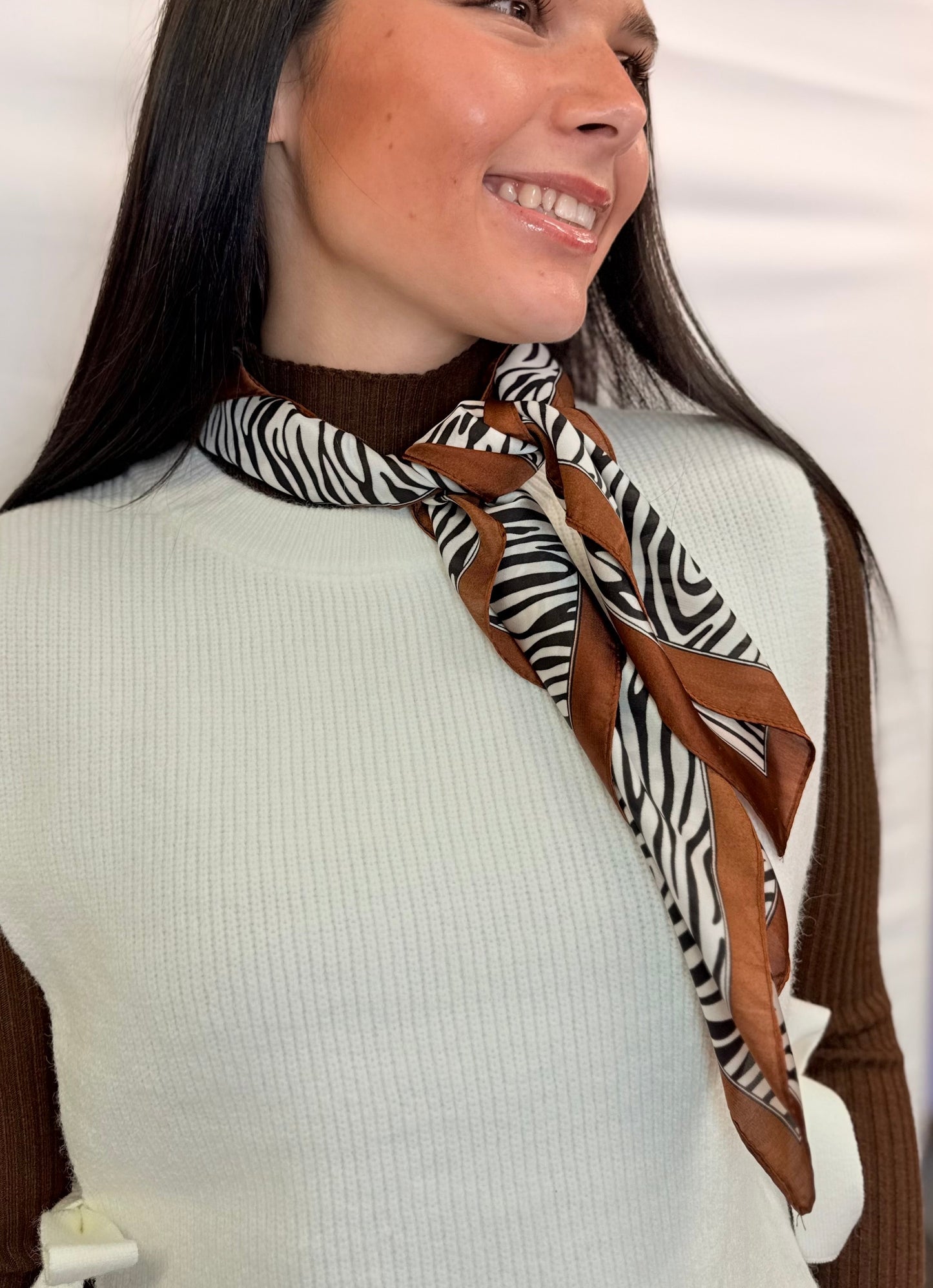 Zebra + Bronze Bandana Scarf