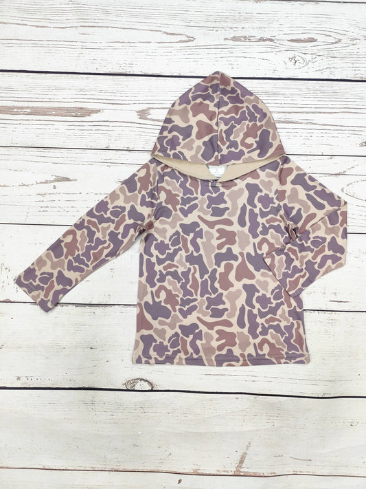 Boys Tan Camo Fleece Hoodie
